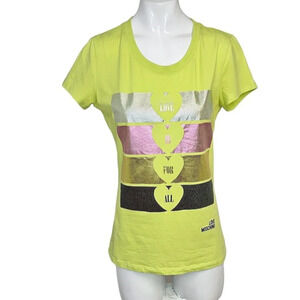 Love Moschino Love Is  For All Metallic Graphic Tee Size 8